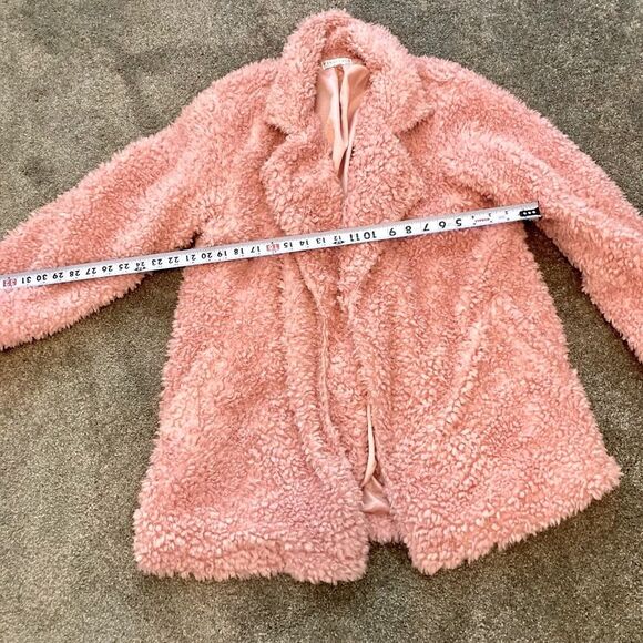 PJ Salvage Pink Sherpa Open Front Oversize Balletcore Coquette Teddy Pea Coat XL - Picture 4 of 9